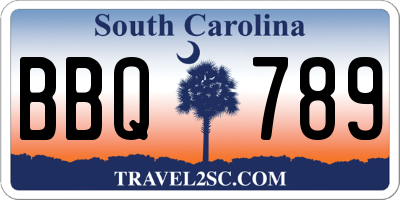 SC license plate BBQ789