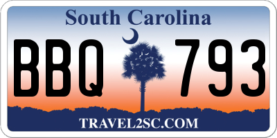SC license plate BBQ793
