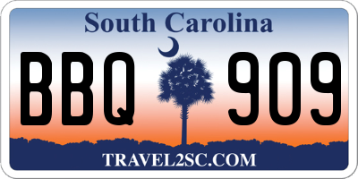 SC license plate BBQ909
