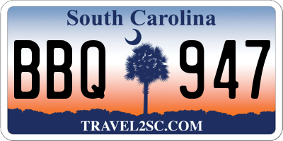 SC license plate BBQ947