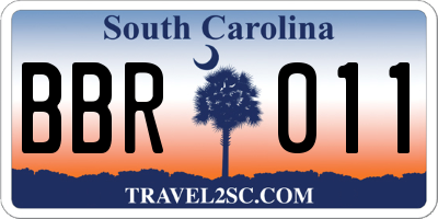 SC license plate BBR011