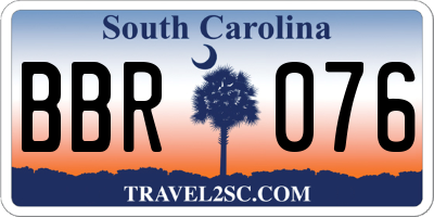 SC license plate BBR076
