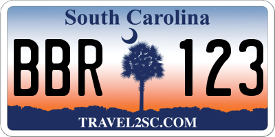 SC license plate BBR123