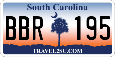 SC license plate BBR195