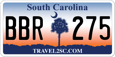 SC license plate BBR275