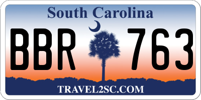 SC license plate BBR763