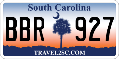 SC license plate BBR927