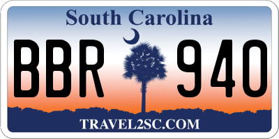 SC license plate BBR940