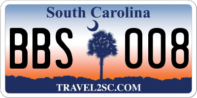 SC license plate BBS008