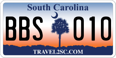 SC license plate BBS010