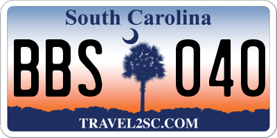 SC license plate BBS040