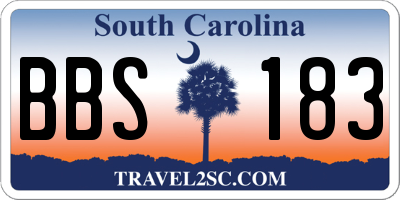 SC license plate BBS183