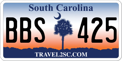 SC license plate BBS425