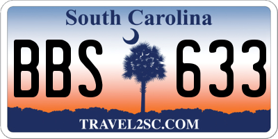 SC license plate BBS633