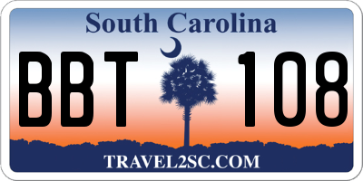 SC license plate BBT108