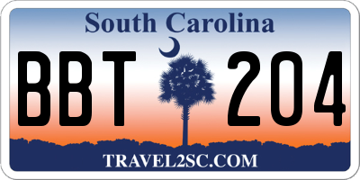 SC license plate BBT204