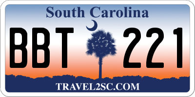 SC license plate BBT221