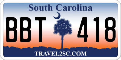 SC license plate BBT418