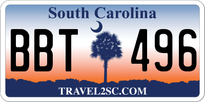 SC license plate BBT496