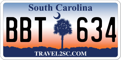 SC license plate BBT634