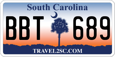 SC license plate BBT689