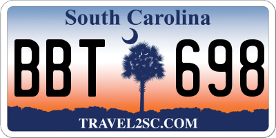 SC license plate BBT698