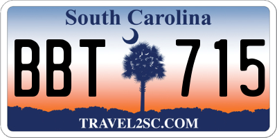 SC license plate BBT715