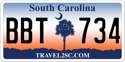 SC license plate BBT734