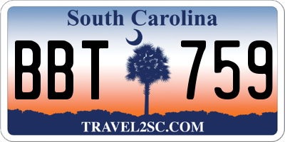 SC license plate BBT759