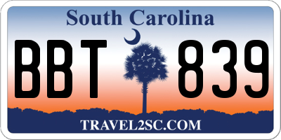SC license plate BBT839