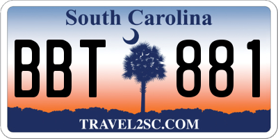 SC license plate BBT881