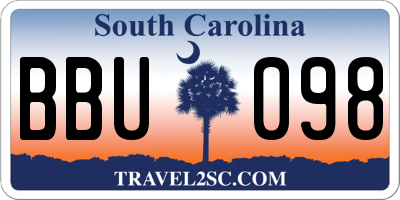 SC license plate BBU098