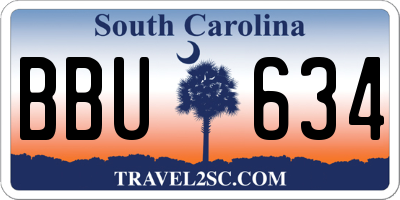 SC license plate BBU634