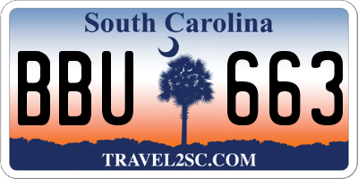 SC license plate BBU663
