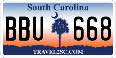 SC license plate BBU668