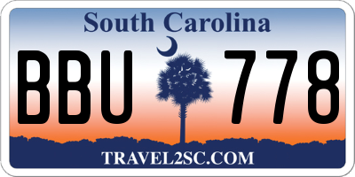 SC license plate BBU778