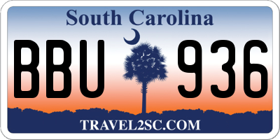 SC license plate BBU936