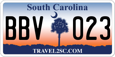 SC license plate BBV023