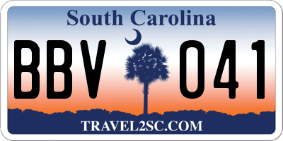 SC license plate BBV041