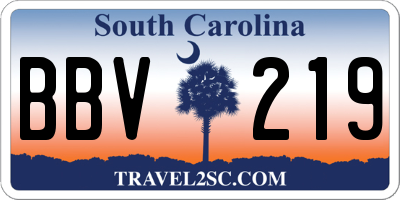 SC license plate BBV219