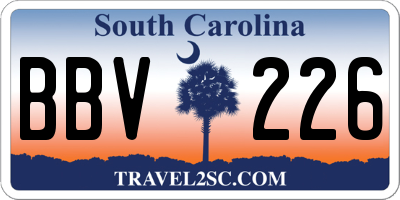 SC license plate BBV226
