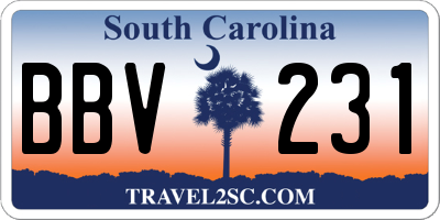 SC license plate BBV231