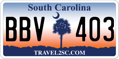 SC license plate BBV403
