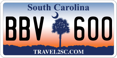SC license plate BBV600