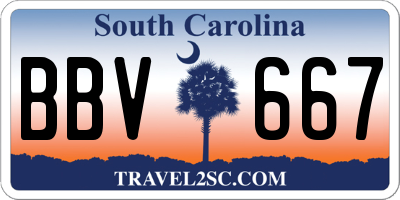 SC license plate BBV667