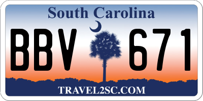 SC license plate BBV671