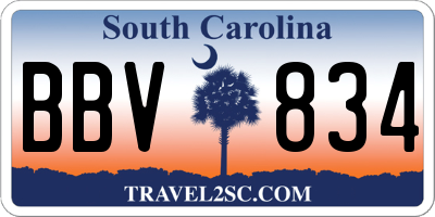SC license plate BBV834