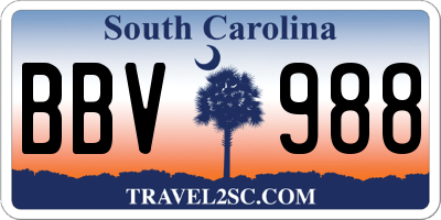 SC license plate BBV988