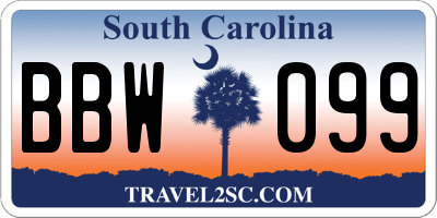 SC license plate BBW099