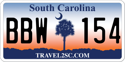 SC license plate BBW154